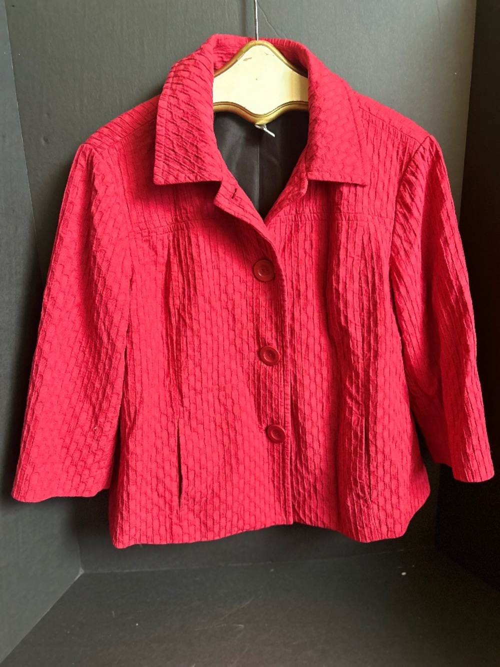 Textured Blazer Jacket Size 2 (US M/L) 3/4 Sleeve